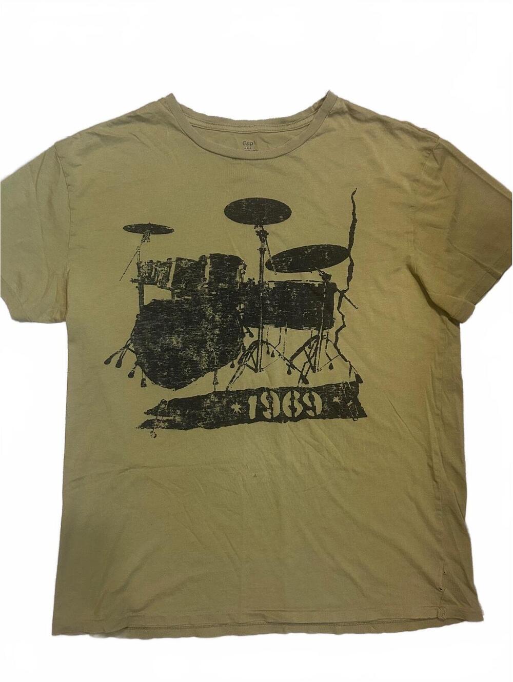 Gap Olive Green 1969 Drum Kit Rock Graphic Tee Band Shirt Music Vintage Style
